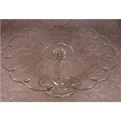 Cake STAND Pressed GLASS Pedestal LOOPED Edge #1608655