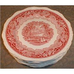 MASONS Vista DINNER Plates (7) Pink -VINTAGE- #1608730