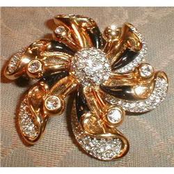 D'orlan RHINEstone FLOWER Brooch Enamel TORONTO#1608731