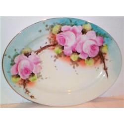 STUNNING Hand Painted Large Rose Platter #1608773