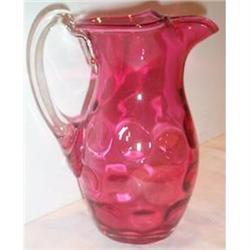 Fenton Cranberry Thumbprint Pitcher #1608913