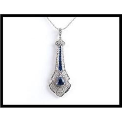 18K White Gold Sapphire Diamond Pendant #1609028