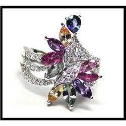 18K White Gold Multi-Color Sapphire Diamond #1609044