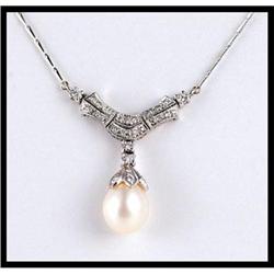 WHITE GOLD PEARL DIAMOND NECKLACE #1609047