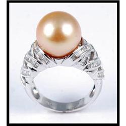 GOLDEN SOUTH SEA PEARL DIAMOND RING #1609048