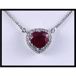 Stylish 18K White Gold Ruby and Diamond Pendant#1609067