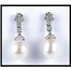 Image 1 : 18K WHITE GOLD PEARL DIAMOND DANGLE EARRINGS #1609081