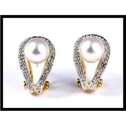 ENTICING PEARL AND DIAMOND EARRINGS #1609093