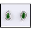 Image 1 : SUPERB 18K WHITE GOLD JADE AND DIAMOND EARRINGS#1609095