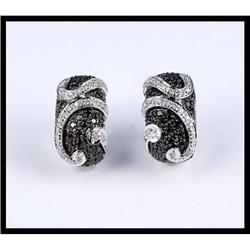 18K White Gold Black And White Diamond Earrings#1609101