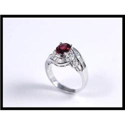 Red Spinel and Diamond 18K White Gold Ring #1609108