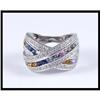 Image 1 : Multi-Colored Sapphires and Diamond White Gold #1609144