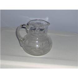 Intaglio Cut and Etched Glass Pitcher #1609365