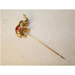 Lovely Estate 14K YG Enamel Elephant Stick Pin #1609642