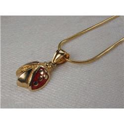 Estate 14K YG Enamel Gold Ladybug Pendant Slide#1609650