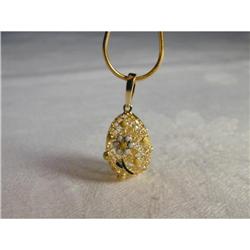 Estate 14K YG Gold Filigree Enamel Egg Pendant #1609651