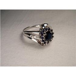 Estate 14K WG Gold Rose Sapphire Diamond Ring #1609655