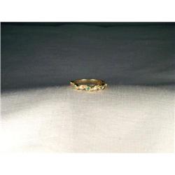 14K YG Gold Emerald Diamond Swirl Band Ring #1609672