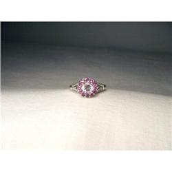 Estate 14K WG Gold Amethyst Diamond Floral Ring#1609673