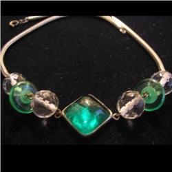 Green Glass and Textured Clear Beaded #1609689