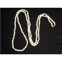 Milk Glass Beaded Super Long Necklace #1609690