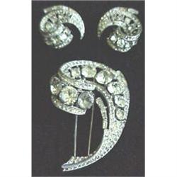 Trifari sterling fur clip & earrings #1609697