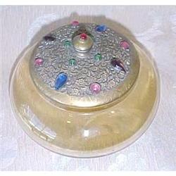 vintage Apollo jeweled top glass vanity jar #1609704