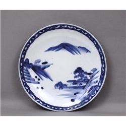 Old Japanese Blue & White Imari Charger Farm #1609723