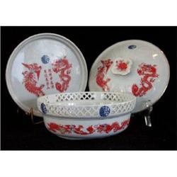 Dish Oriental Serving 3 Pc Set China Dragon #1609872