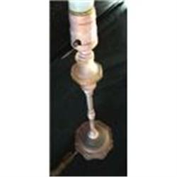 Lamp Table Pink Satin Glass Metal Stick Lamp #1609880