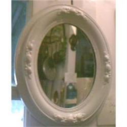 Mirror Antique 1800's White Oval  #1609902