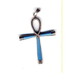Sterling & Turquoise Stylized Cross  #1610676