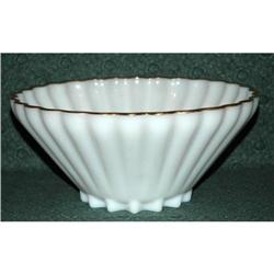 Large  Gold Shell Milk Glass Salad Serving Bowl#1610677