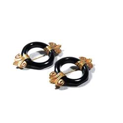 2 Art Deco Black Bakelite & Brass Scatter Pins #1610678