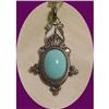 Image 1 : Art Nouveau Turquoise & Sterling Pendant #1610679