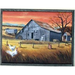 Original  Ozark Barn Painting signed by Greer #1610690
