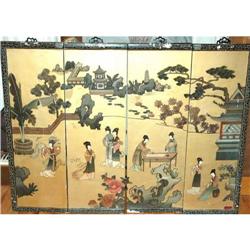 Gold Asian Art on 4 Lacquered Wood Panels   #1610703