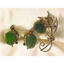 Sorrento Vermeil Sterling Silver & Jade Set  #1610717