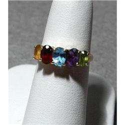 10K gold Ring with 5 Genuine Gemstones  #1610721