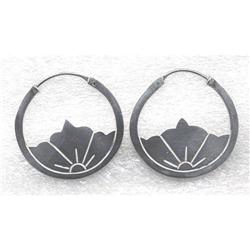 Taxco Mexico Sterling CMR Hoop Earrings  #1610725