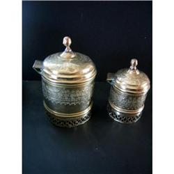 Islamic Pair Spices Containers in brass #1611058