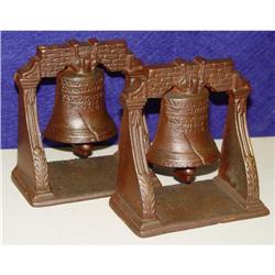 Vintage Cast Iron Liberty Bell Bookends #1611086