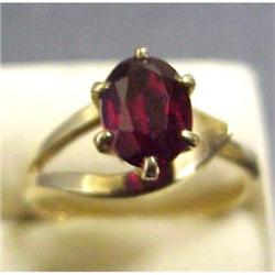 Yellow Gold & Garnet Ladies Ring #1618658