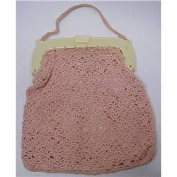 20's Celluloid Frame Crocheted PURSE #1618681