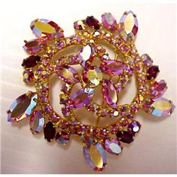 40's PINK IRIDESCENT Large BROOCH #1618683