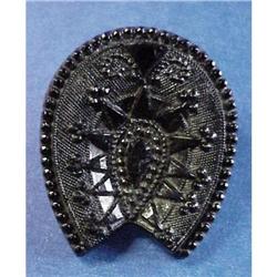 Victorian Black Jet Brooch HORSESHOE #1618697