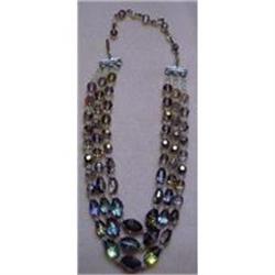 40's 3 STRAND FACETED CRYSTAL NECKLACE #1618719