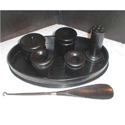 TURN OF 20TH C. VICTORIAN EBONY DRESSER SET #1618973