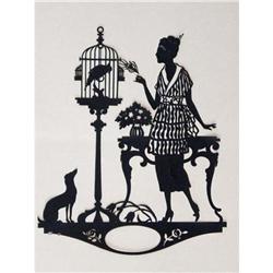 Silhouette of Lady with Parrot #1619058