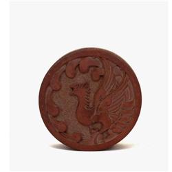 Old Japanese Cinnabar Lacquer Phoenix Box #1619201